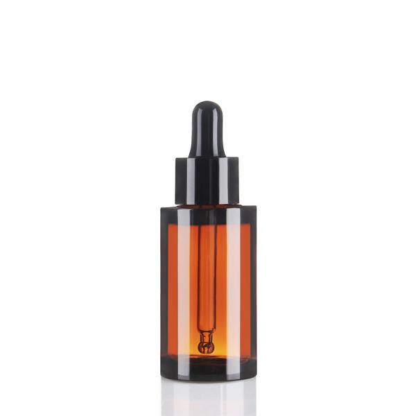 Quality 30ml Cosmetic Bottles Heavy Wall Amber Plastic Bottles With Dropper for sale