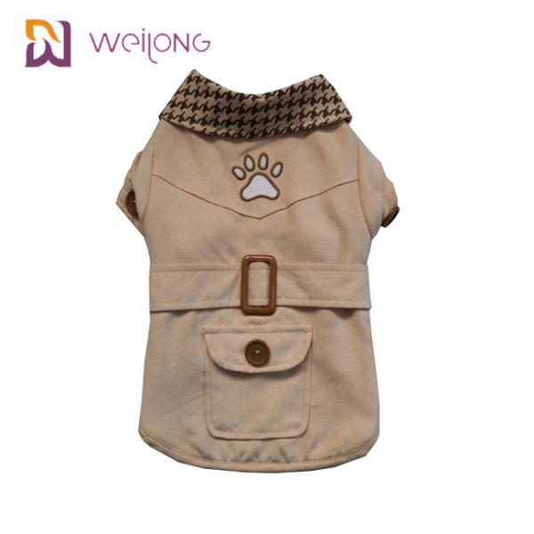 Quality Embroider Windbreaker Poly Suede Dog Coat Customized for Autumn / Winter for sale
