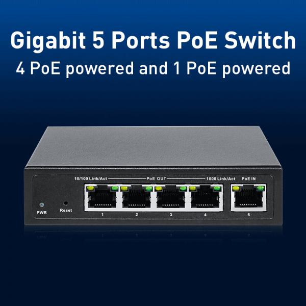 Quality 5 Port Unmanaged PoE Switch With Port Trunking Support IEEE 802.3bt Network Protocols for sale