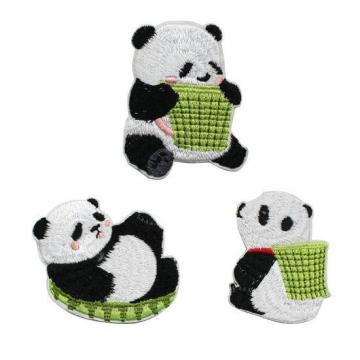 Quality Cute Cartoon Panda 7C Iron On Embroidery Patch For Jacket Clothing for sale