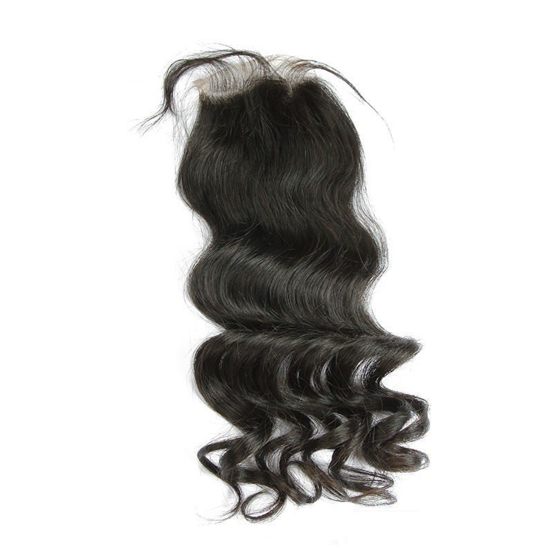 Quality Unprocessed Virgin Indian Hair Loose Wave Closure Indian Temple Hair Natural for sale