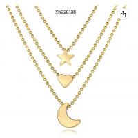 China Star Moon Love Pendant Necklace Trendy Stacking Gold Necklaces factory