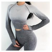 China Ombre Seamless Women's Yoga Apparel / Women Gym Clothing Gradient Leggings+Long sleeve Top for sale