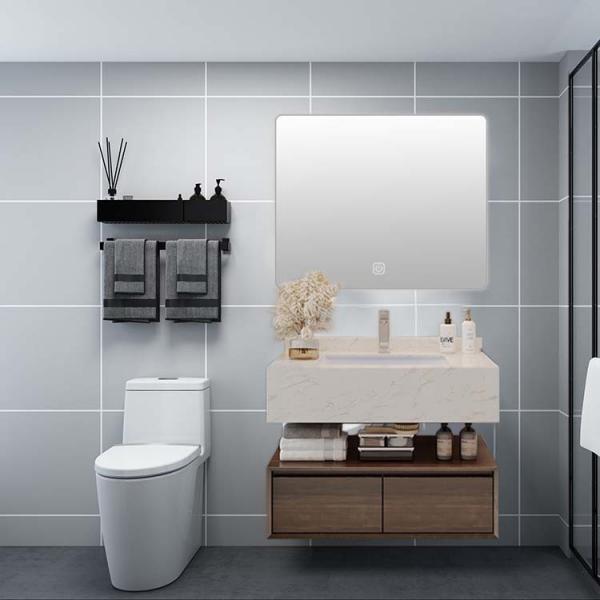 Quality SONSILL Wall Mount Bathroom Vanity WALNUT Bathroom Vanity And Wall Cabinet Set for sale