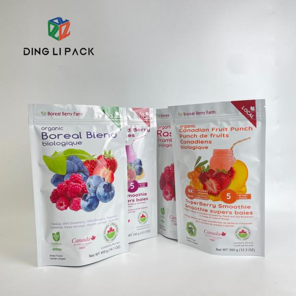 Quality Digital custom printing moq 500pcs stand up pouch fruit packaging bag with aluminium foil zip for sale