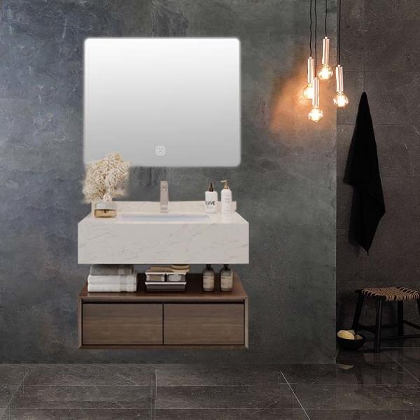 Quality SONSILL Wall Mount Bathroom Vanity WALNUT Bathroom Vanity And Wall Cabinet Set for sale