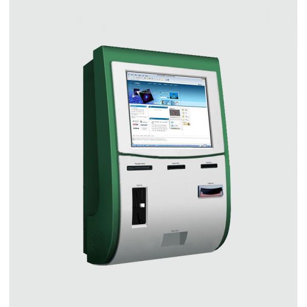 Quality Wall Mounted Kiosk With Touch Screen / Cash coin acceptor / Card Reader / Card Dispenser for sale