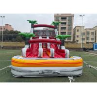 China PVC Stripes Double Lane Water Park Games Slide With Pool for sale