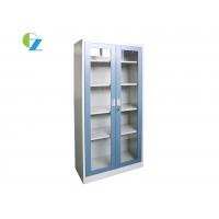 China Glass Door Steel Cupboard H1850*W900*D400(MM) Blue Swing Cabinet For Office factory