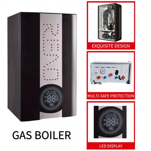 Quality 32Kw Gas Condensing Boiler Stainless Steel Wall Hung Boiler Black Covering for sale