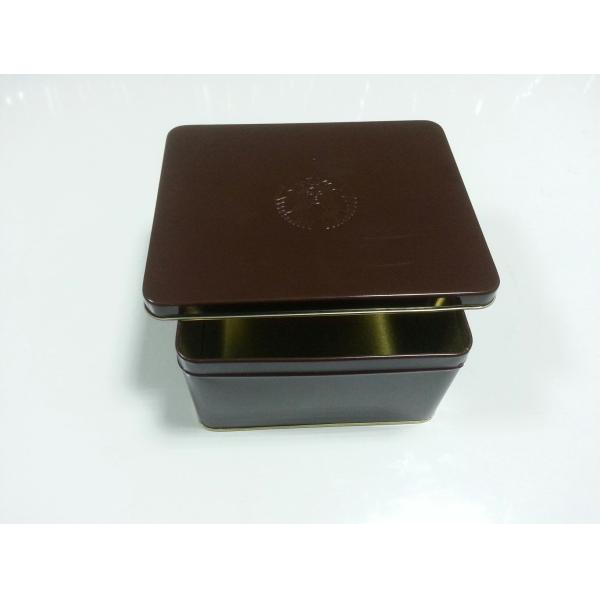 Quality Metal Black Square Tin Containers , Printed Food Cans / Medicine Boxes for sale