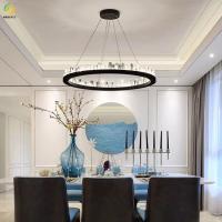 China Round LED Modern Ring Light Luxury Atmosphere Living Room Crystal Lamp factory