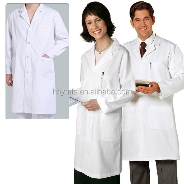 Quality Long Sleeve Officer Collar White Medical Doctor Hospital Dress Female Male for sale