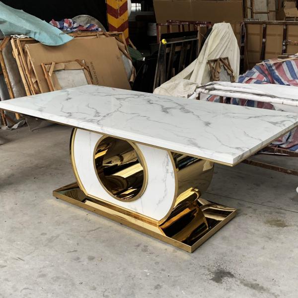 Quality 4cm Luxury Marble Square Dining Room Tables Length 1.8m for sale