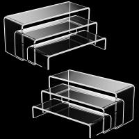China Acrylic Tabletop Riser U Shaped Stand Transparent Tablet Stand Cupcake Plexiglass Stair Risers factory