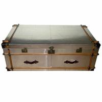 China Industrial aviator metal trunk coffee table Aluminium antique steamer trunk silver old trunk table with drawers factory