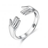 China Finger Ring For Women 925 Sterling Silver Double Hand Shape Ring factory
