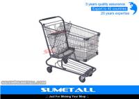 China Wire Metal Supermarket Shopping Cart / 4 Wheel Shopping Trolley Chrome Plated factory