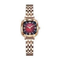 China Square Women'S Stainless Steel Bracelet Watch Double Press Butterfly Clasp Sunburst Dial factory
