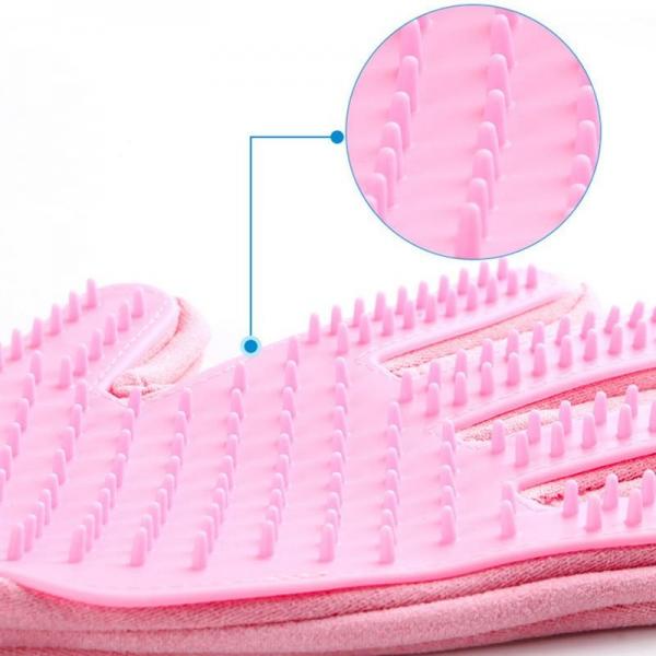 Quality Pink Professional Pet Grooming Gloves Bath Cleaning Glove For Cat / Dog for sale