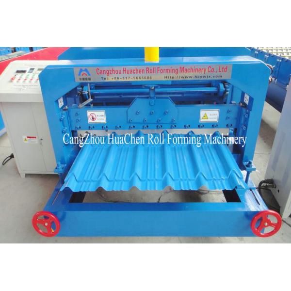 Quality 380V 50Hz Steel Tile Roll Forming Machine with PLC Compture Control System / Cr12mov Blade for sale