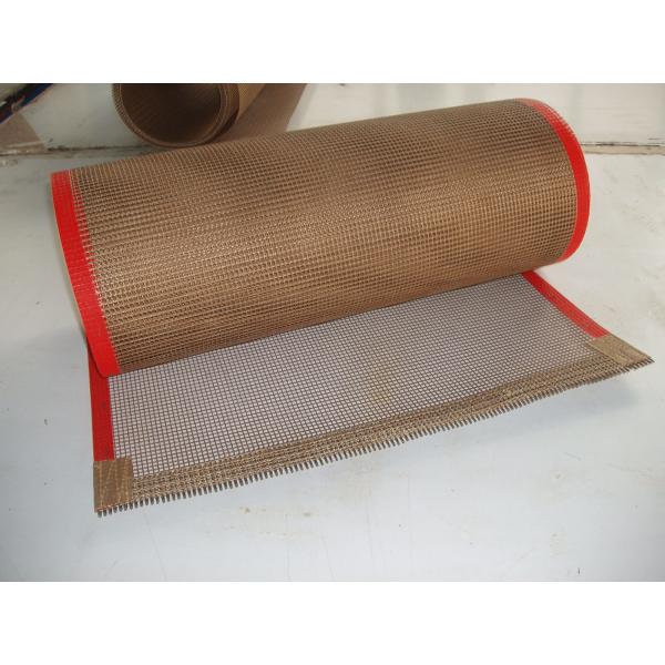 Quality Brown PTFE Coated Glassfiber High Temp Conveyor Belt Non Stick Surface for sale