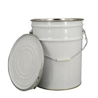Quality 5 Gallon Paint Bucket White Metal With Lever Lock Ring Lid for sale