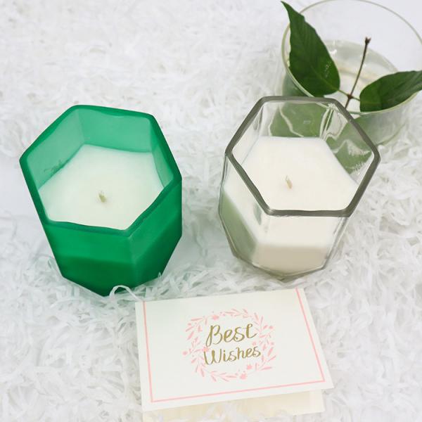 Quality Aroma Home Soy Wax Scented Candle With Customized Hexagon Candle Jar For Home Decoration for sale