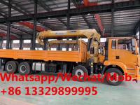 China SHACMAN brand 8*4 LHD 336hp diesel 16tons telescopic crane boom mounted on truck for sale, cargo truck with crane factory