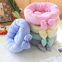 China  				Cute Bows Stripes Dog Beds Cotton Flocked Round Pet Cushion 	         factory