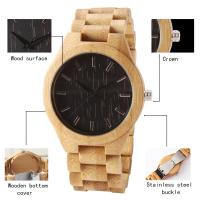 China Simple Style Wooden Quartz Watch Bamboo Band 0-3 ATM With Customized Color factory