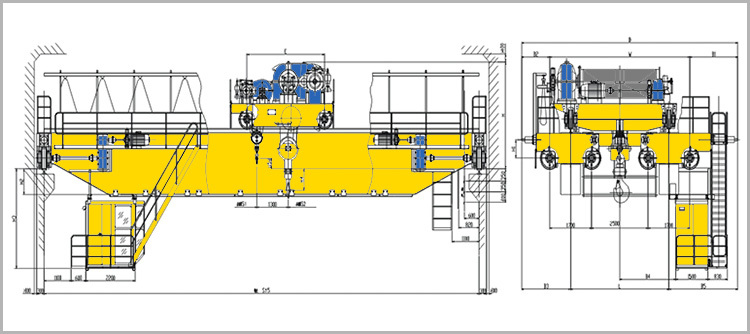 Steelmaking Metallurgical process Industrial Overhead Crane for Steel Scrap Ladle Teeming Tundish Charging CCM Casting Foundry