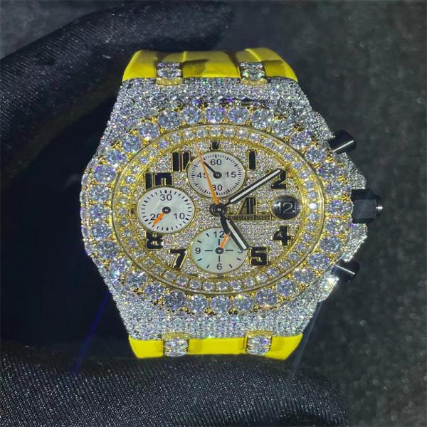 Quality Colourless Diamond Mens Watches  Hip Hop VVS Moissanite Luxury Diamond Watches for sale