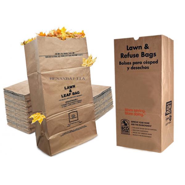 Quality Large Biodegradable Lawn Leaf Paper Bags Paper Trash Compostable Yard Waste Paper Bag for sale