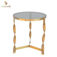 China Living Room Furniture High Quality Tempered Glass Tea Table Design Metal Table factory