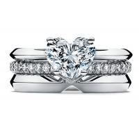 china 14K White Gold Heart Shaped Diamond Engagement Ring 0.6ct OEM ODM