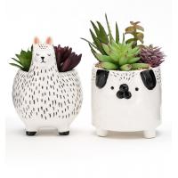 China Ceramic Animal Plant Pots Planters Succulent Plant Pot Customized Plant Alpaca Animal Head for sale