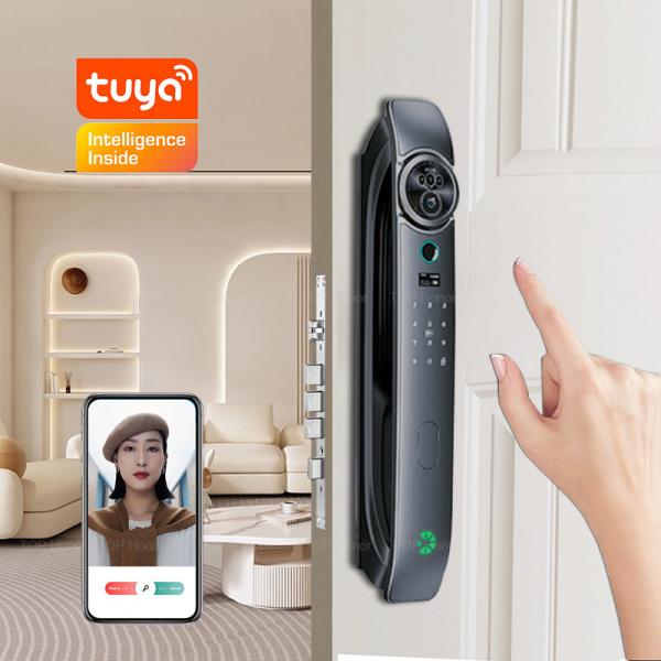Quality Full Automatic Tuya App Door Lock Intelligent 3D Face Biometric Front Door Lock for sale