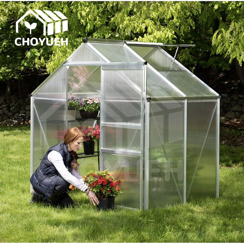 China Aluminum Gable Roof Garden Greenhouse with UV Protection Snow / Wind Protection Ventilation Window factory