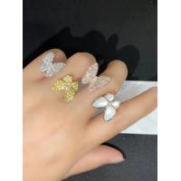 China Pure 18K Van Cleef Two Butterfly Ring 42 - 62 Size DEF Diamond Color factory
