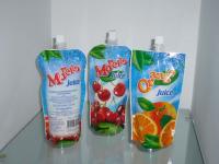 China Custom Sky Blue Plastic Spout Pouch Packaging Orange Juice Drink Packaging factory
