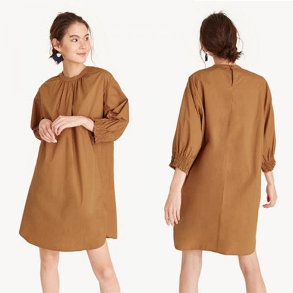 Quality 2018 Simple midi smock cuff brown oversize dress for women for sale