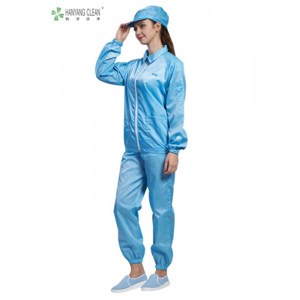 Quality ESD anti static Protective Coverall Suit with condutive fiber blue color for sale