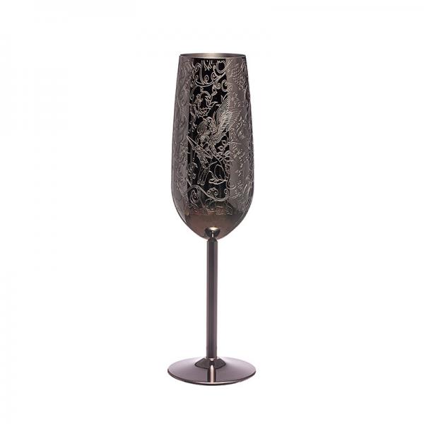 Quality Stainless Steel Champagne Flutes Glass Metal Black Plated Wine Glasses for for sale