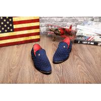 China Slip On Men'S Casual Shoes Blue / Black Custom With Metal Rivets factory
