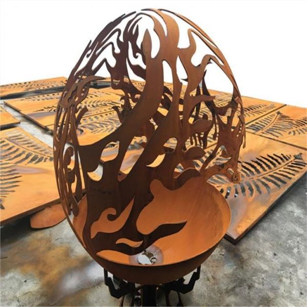Quality Outdoor Metal Hollow Ball Phoenix Pattern Corten Steel Sphere Fire Pit for sale