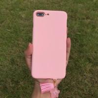 China Hard PC Simple Solid Candy with Star Tassel Strap Color Cell Phone Case Cover For iPhone 7 6s Plus for sale