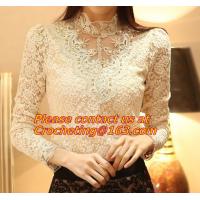 China Women Blouse Shirts Casual Hollow Crochet Shawl Collar Blusas Femininas Plus Size Lace Top factory