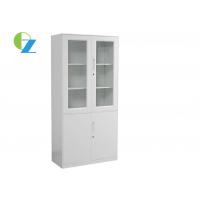 Quality Office Steel Storage Cupboards With Two Metal Handle Two Glass Door for sale