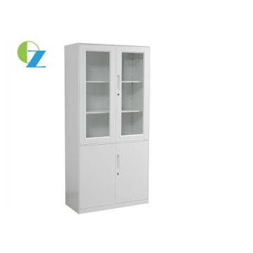 Quality Office Steel Storage Cupboards With Two Metal Handle Two Glass Door for sale